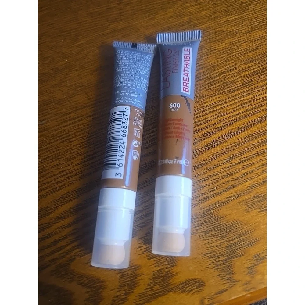 LOT OF (2)  Rimmel London Lasting Finish 25Hr Breathable‎ Concealer #600 DARK